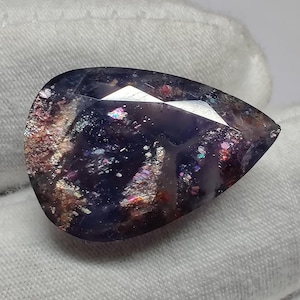 Galaxy Iolite Sunstone, 13.4ct Pear Shape with Sparkling Fire, Natural Vision Stone for Statement Pendant, OOAK Jewelry Gemstone for Jewelry image 1