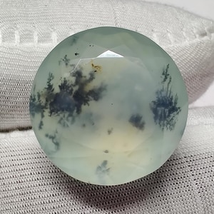 Peruvian Dendritic Opal Gemstone, 21 Ct Round Faceted Mint Green Andean Opal