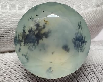 Peruaanse dendritische opaal edelsteen, 21 kt ronde gefacetteerde muntgroene Andes-opaal