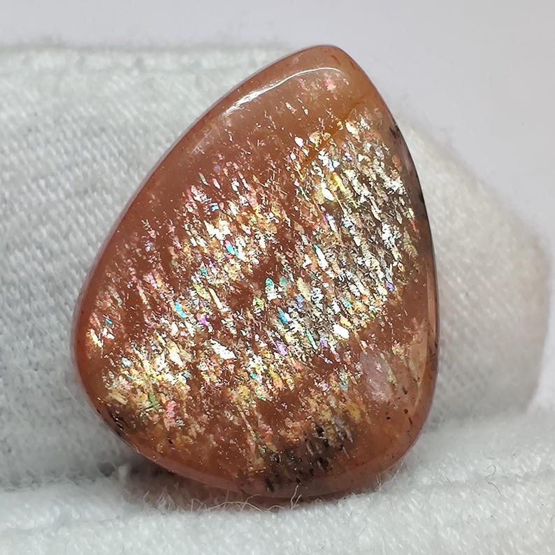 Fire Sunstone 4pcs Golden Fire Sunstone Cabochon, 17 Cts (11.5x10.5mm-16x13mm) 100% ...