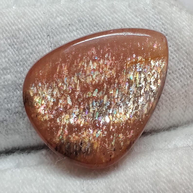 Fire Sunstone 4pcs Golden Fire Sunstone Cabochon, 17 Cts (11.5x10.5mm-16x13mm) 100% ...