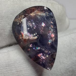 Galaxy Iolite Sunstone, 13.4ct Pear Shape with Sparkling Fire, Natural Vision Stone for Statement Pendant, OOAK Jewelry Gemstone for Jewelry image 2