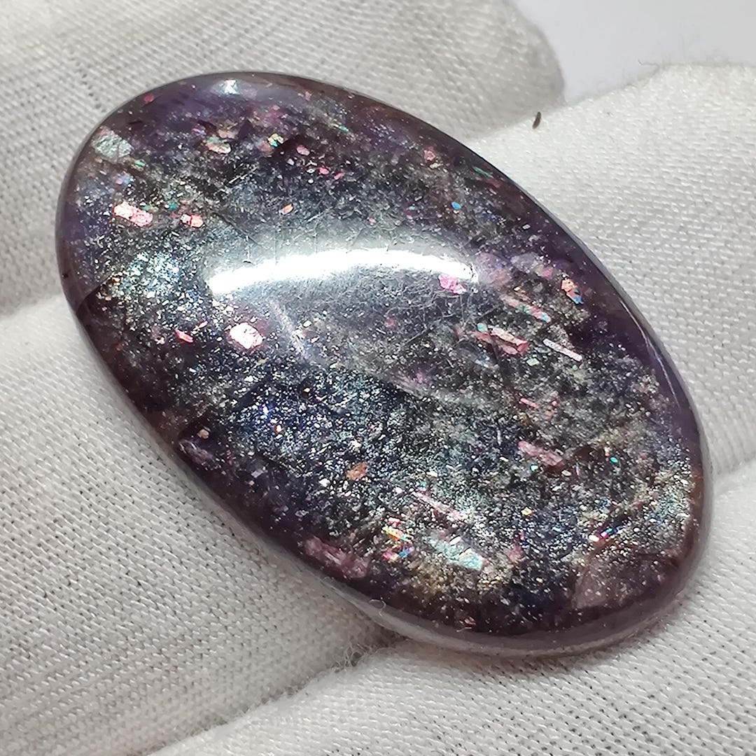 Fire Sunstone Oval Shape Multi Fire Iolite Sunstone Cabochon, 23.5 Cts (31x18x5mm ...