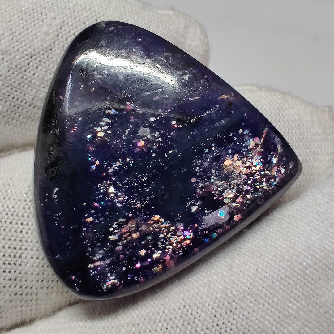 Fire Sunstone Multi Glitter Fire Iolite Sunstone Cabochon, 49 Cts (30.5x31x7mm)100% ...