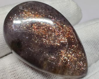 Bloodshot iolite Sunstone Cabochon, 42 Cts (36.5x23.5x6mm) 100% Natural Dotted Fire Sparkling Iolite Gemstone for Making Amazing Pendant