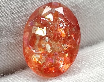 4pcs Oval Shape Orange Sunstone, 4.2 Cts (8x6mm-9x6.5mm) 100% Natural Multi Schiller Gemstone Lot