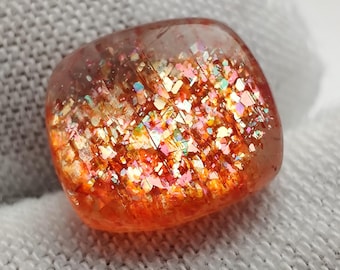 4stk Natürliche Sonnenstein 19ct Lot, Orange Rot Regenbogen schimmernde Cabochons für die Schmuckherstellung