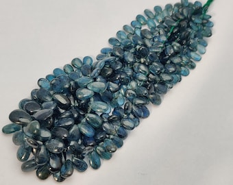 Natural Moss Kyanite Teardrop Beads Strand, Smooth Pear Shape Kyanite Gemstone Beads, Green Blue Moss Kyanite Loose Beads for Jewelry Making