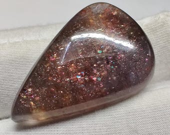Bloodshot Iolite Sunstone Cabochon, 25.8 Cts (29.5x19.5x6.5mm) 100% Natural Multi Colors Sparkling Iolite Loose Gemstone