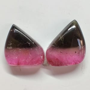 Multi Pink Tourmaline Cabochon Pair, 9.6 Cts (15x10.5mm) 100% Natural Bio Colour Tourmaline Gemstone for Making Amazing Fine Jewelry