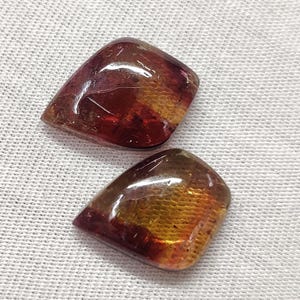 Bi-Color Tourmaline Pair for Earrings, 11ct Sunset Tourmaline Shield Cabs, Natural Multi Colour Crystal, October Birthstone