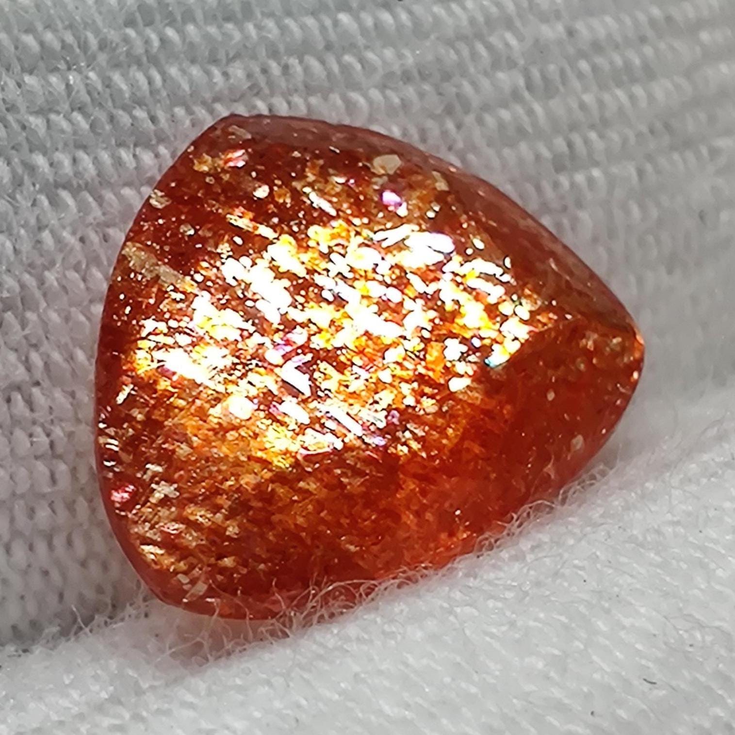 Rainbow Confetti Sunstone, 1.3cts Fancy Cut Gem for Dainty Ring