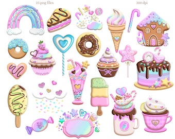 Candyland clipart, candy and sweets clipart, Digital download.