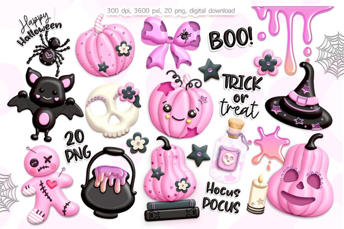 Happy Halloween Png Cute Halloween Clipart Pumpkin Clipart - Etsy