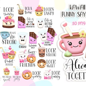 Clipart de comida Kawaii, Casal Kawaii png, Provérbios engraçados png, Clipart de dia dos namorados
