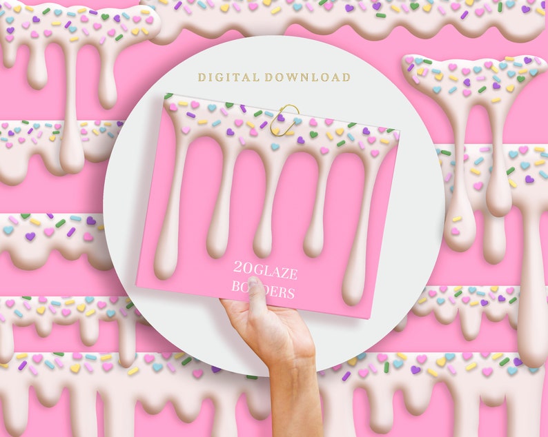 Ice Cream Drip Png Sprinkles Clipart White Dripping Border Etsy