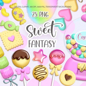 Candy clipart, candyland and sweets png, gumball machine, cake pops and cotton candy , Digital download.