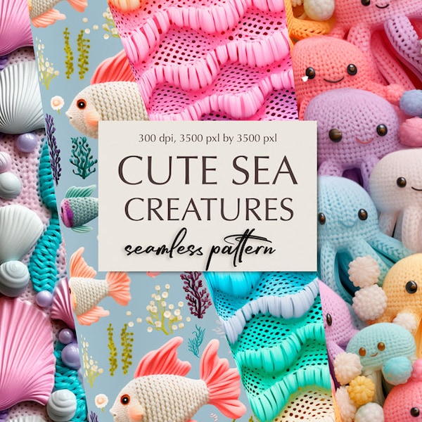 3d seamless pattern, Seashell digital papers, Under the sea background, DIGITAL DOWNLOAD