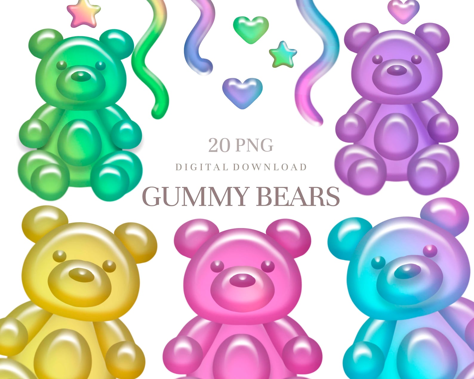 Gummy bear clipart candy clipart rainbow sweets png Digital image 1.