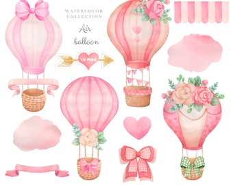 Heißluftballon png, Heißluftballon Clipart,Aquarell Luftballons,Digitaler Download