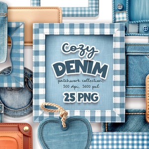 Denim Frames png, Jeans Texturen, Label und Tag Clipart, DIGITAL DOWNLOAD