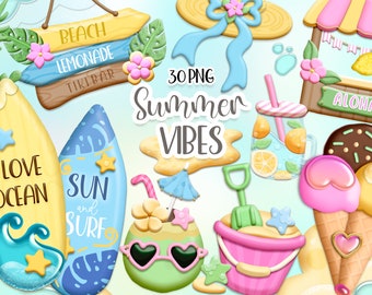 Hawaii clipart, Hallo zomer illustraties, zomer vibes png, digitale download.