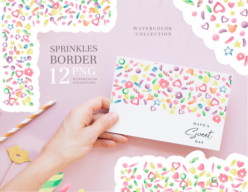 Sprinkles border printable clipartBaking clip art sprinkle Etsy