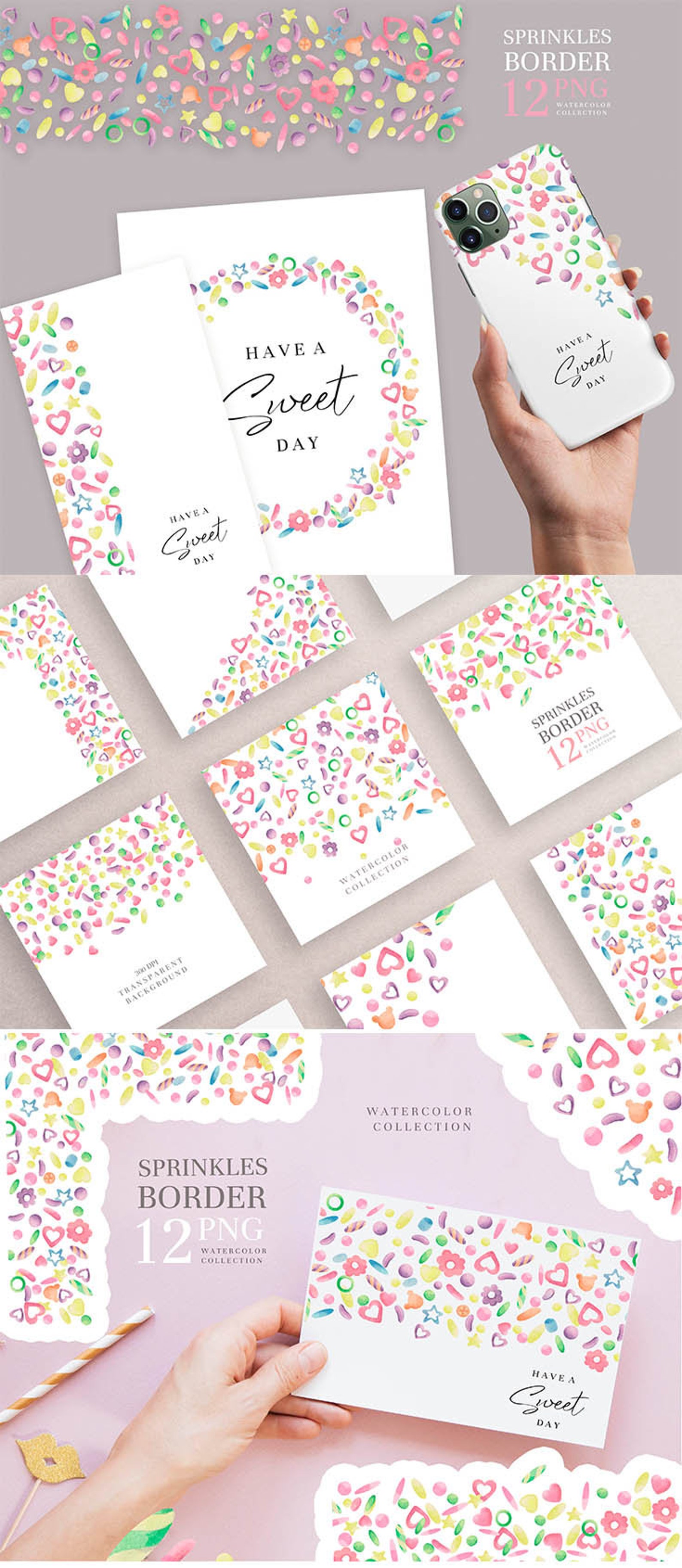 Sprinkles border printable clipartBaking clip art sprinkle Etsy