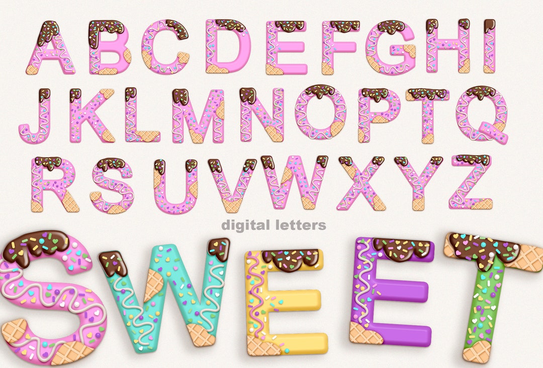 Candy Land Letters, Sprinkle Alphabet, 3d Letters, Donut Letters Clipart. Etsy