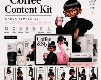 Plantillas para redes sociales de cafeterías, kit de Instagram de Canva (descarga digital)