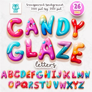 Candy Land Buchstaben Clipart, Glasur Alphabet, süßes ABC, DIGITAL DOWNLOAD