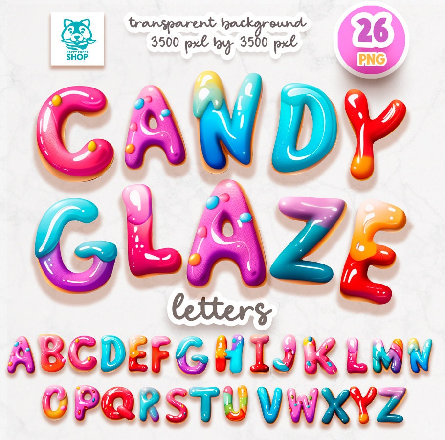 Candy land letters clipart, glaze alphabet, sweet ABC, DIGITAL DOWNLOAD