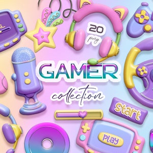 Gamer clipart, Game controller png, video game clip art, Digitale download.