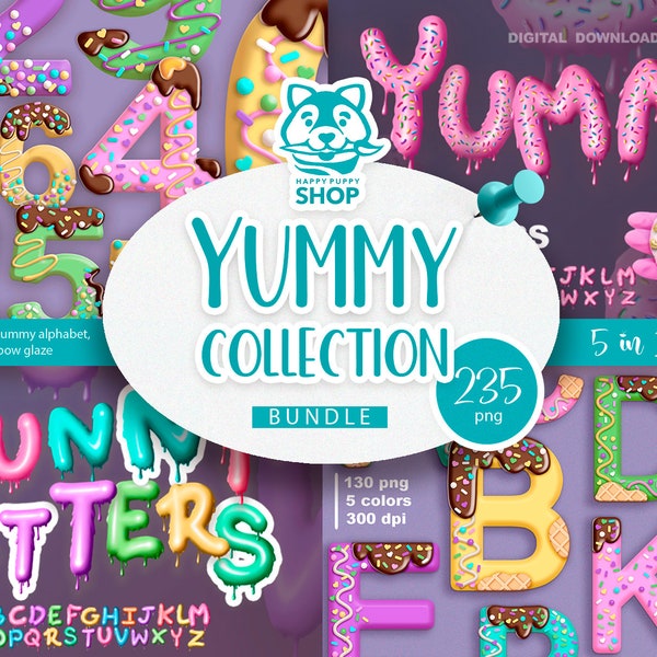 Candy letters bundle,Ice cream and donut letters,Sweet numbers,Sweet alphabet, Cartoon letters png, Digital download.