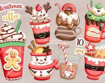 Christmas Coffee Clipart: Holiday Mug PNG (Digital Download)