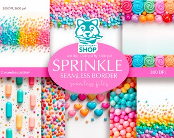 Sprinkles clipart, seamless sprinkle border, sprinkles background, DIGITAL DOWNLOAD