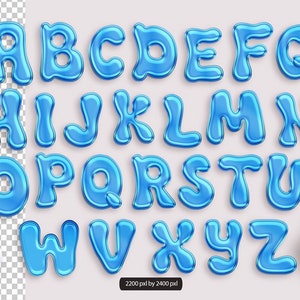 3d Letters, Puff Letters and Numbers, Blue Alphabet, DIGITAL DOWNLOAD ...