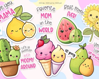 Kawaii clipart, Mom clipart, Mom png, Téléchargement numérique.