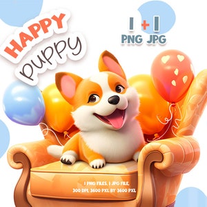 Dog clipart, Funny dog png, Puppy image, Digital download.