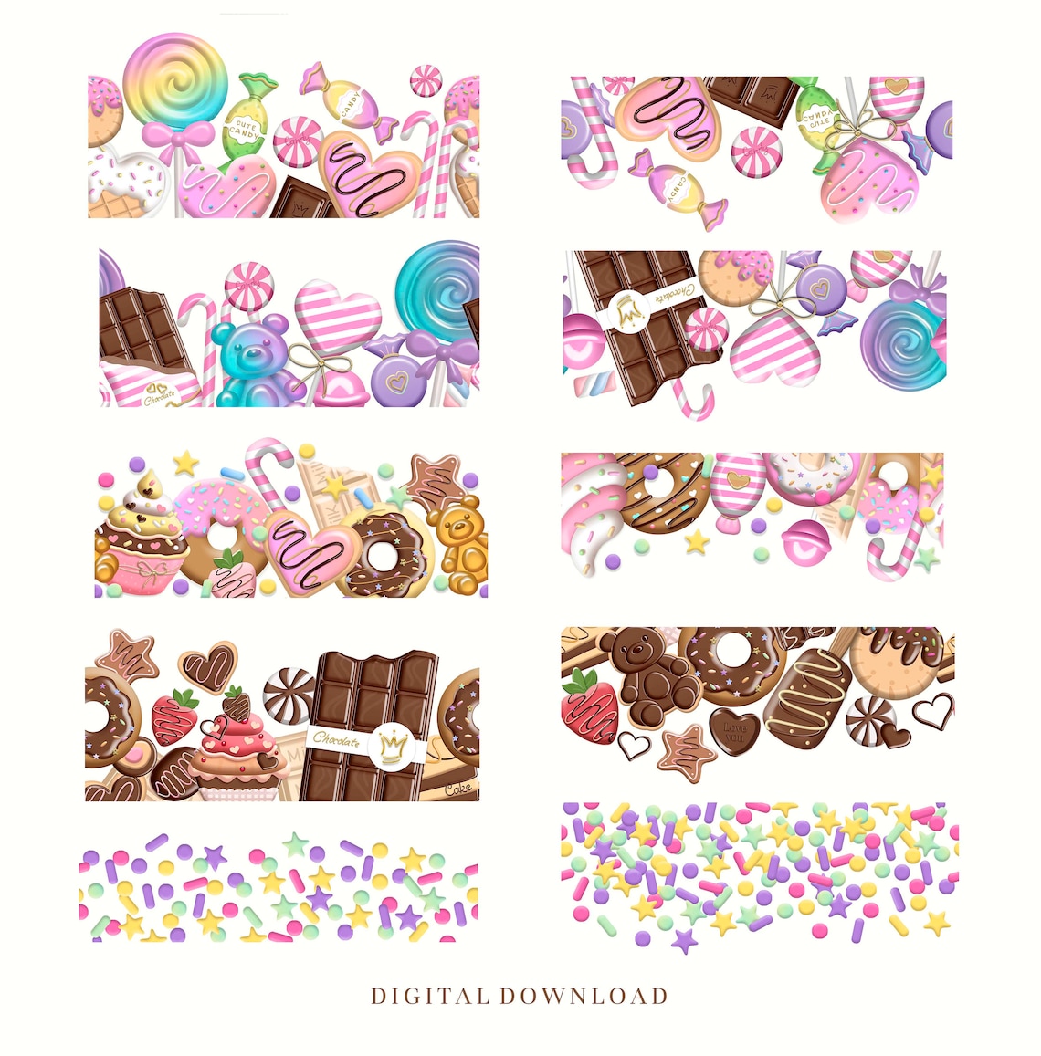 Candy clipart sweets borders INSTANT DOWNLOAD | Etsy