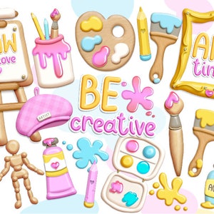 Clipart dell'artista, clip art del pittore, strumenti dell'artista png, clipart per feste d'arte, download digitale.