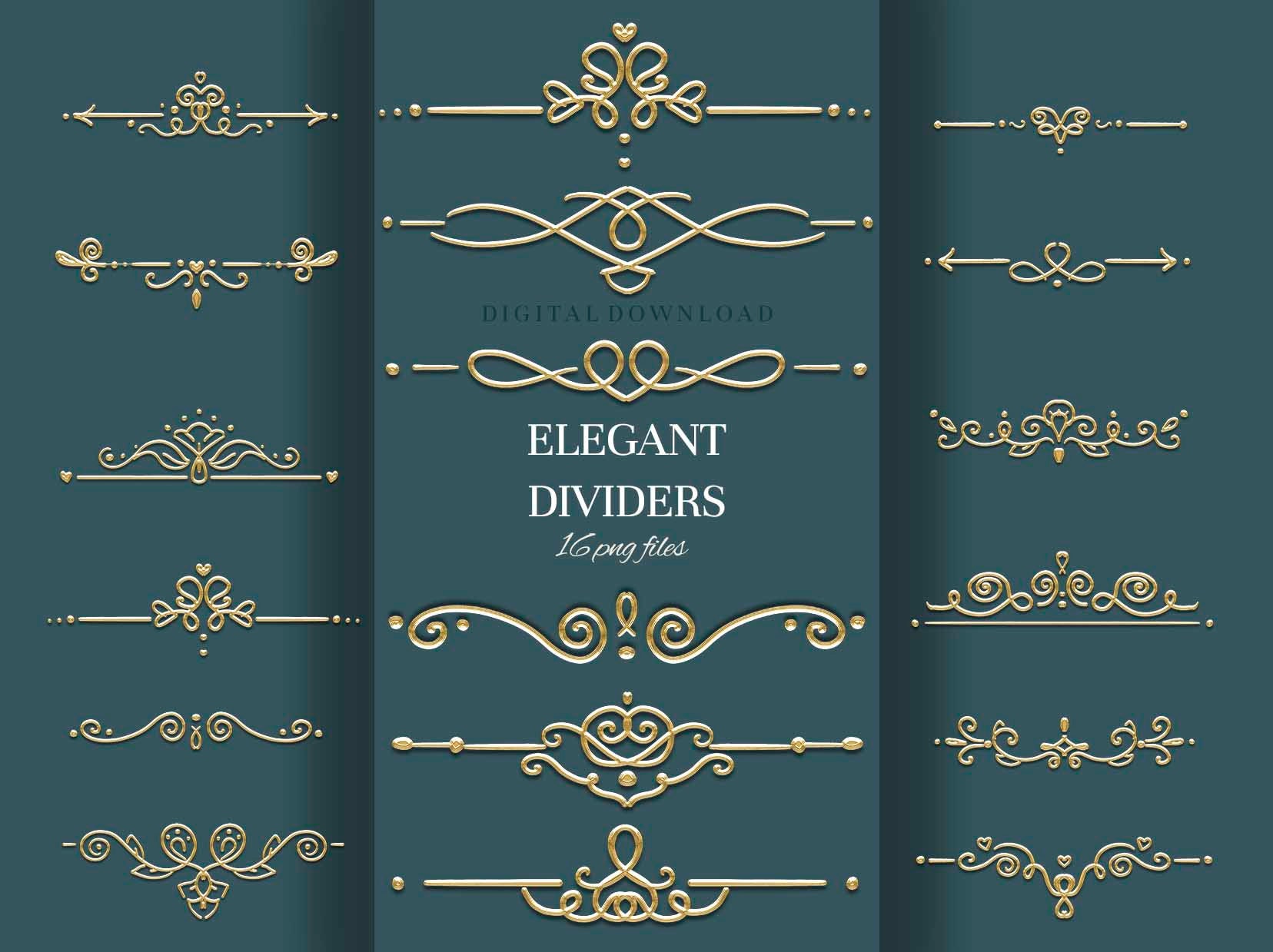 Text Dividers Clipart Gold Divider Clipart Vintage Page Etsy New Zealand