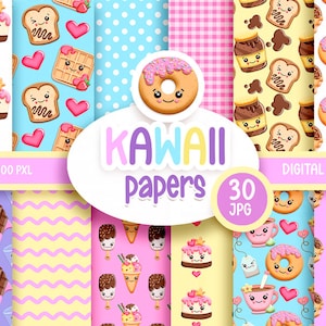 Candy and sweets clipart, Kawaii digital paper, Candy shop background, Digital download.