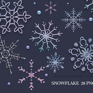 Snowflake png, Snowflakes clipart, Digital download.