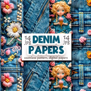 Denim seamless pattern, Denim fabric texture digital paper, DIGITAL DOWNLOAD