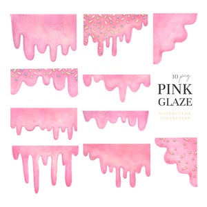 Rosa Glasur Clipart. Aquarell Rand Clip Art, pink Tropfen png,DIGITAL DOWNLOAD