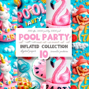 Puffy 3D Papiere, Poll Party Rapportmuster, Strand und Sommer Papier, SOFORT DOWNLOAD