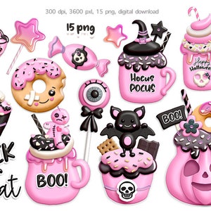 Halloween snoep en zoete clipart, Happy Halloween clipart, Trick or treat png, Digitale download.