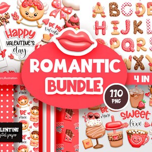 Imágenes prediseñadas de San Valentín, imágenes prediseñadas del día de San Valentín, paquete de San Valentín, clip art dulce, descarga digital