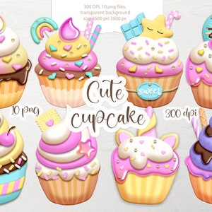 Cupcake clipart, Cupcakes png, Baking clipart, Digitale download.